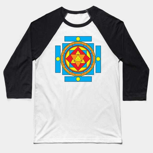 Merkaba Mandala Baseball T-Shirt by GalacticMantra